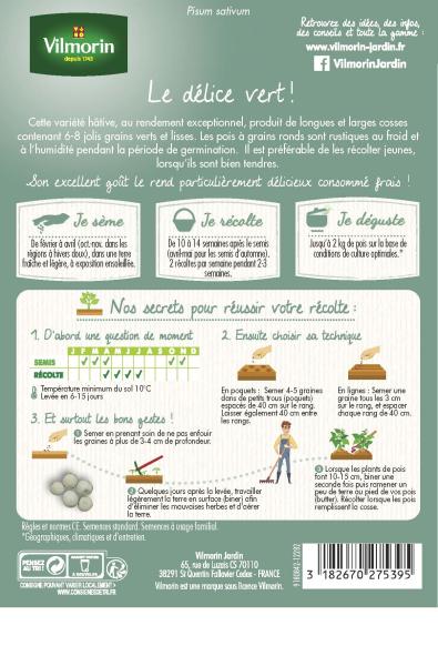 Légumes Secs - Pois Nain à Grain Rond Précovil - 5 m  - MEDIA_PACKAGING_VERSO